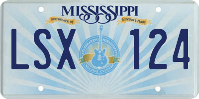 MS license plate LSX124