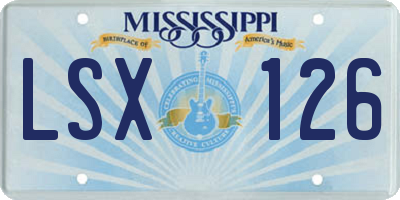 MS license plate LSX126