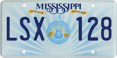 MS license plate LSX128