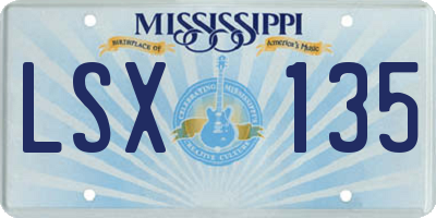 MS license plate LSX135