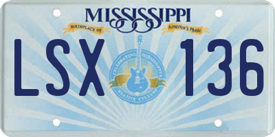 MS license plate LSX136