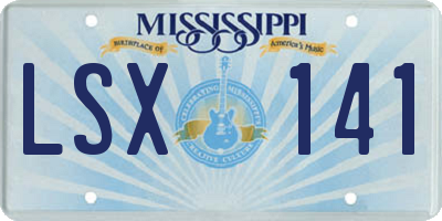 MS license plate LSX141