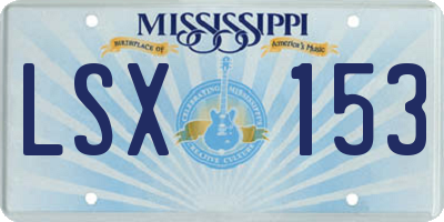 MS license plate LSX153
