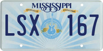 MS license plate LSX167