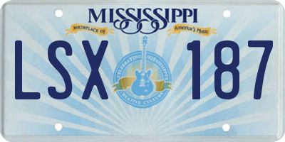 MS license plate LSX187