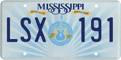 MS license plate LSX191