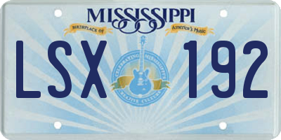 MS license plate LSX192