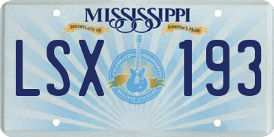 MS license plate LSX193