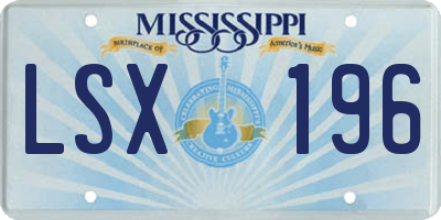 MS license plate LSX196