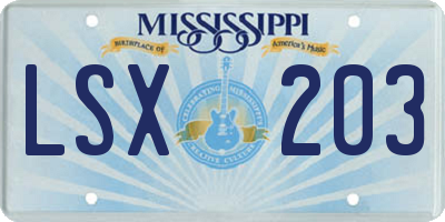MS license plate LSX203