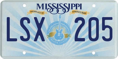 MS license plate LSX205