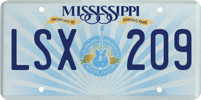 MS license plate LSX209