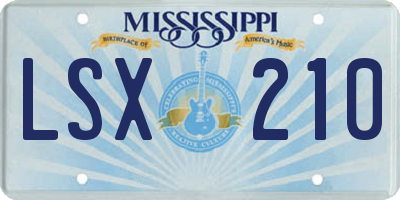 MS license plate LSX210