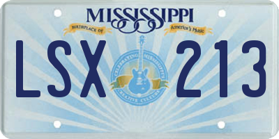MS license plate LSX213