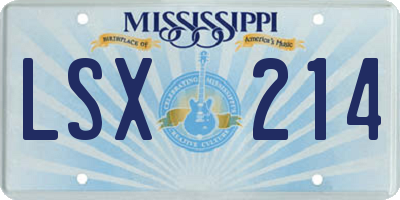 MS license plate LSX214