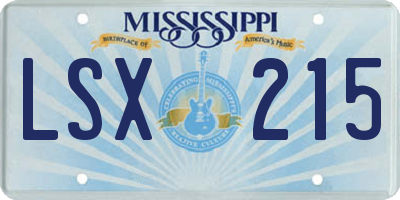 MS license plate LSX215