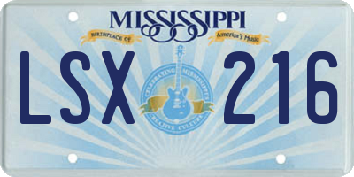 MS license plate LSX216