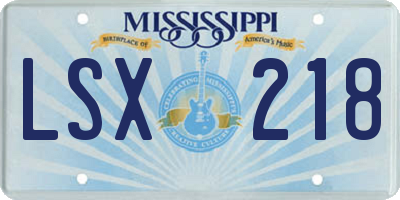 MS license plate LSX218