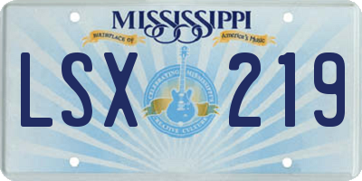 MS license plate LSX219