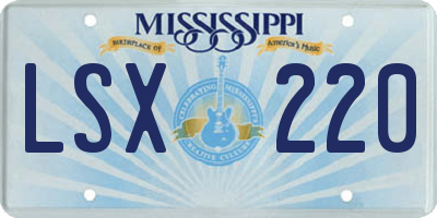 MS license plate LSX220