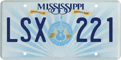 MS license plate LSX221