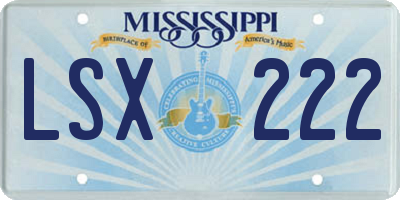 MS license plate LSX222