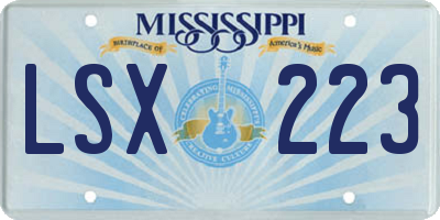 MS license plate LSX223