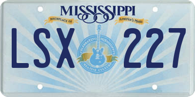 MS license plate LSX227
