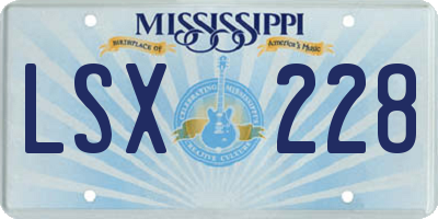 MS license plate LSX228