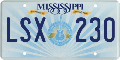 MS license plate LSX230
