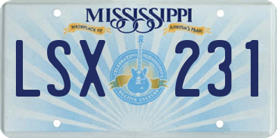 MS license plate LSX231