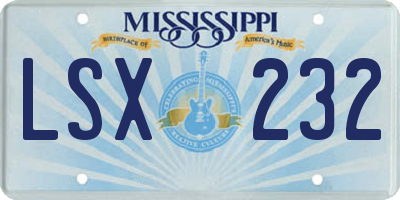 MS license plate LSX232