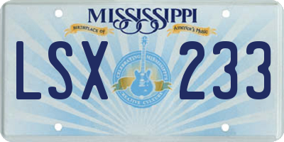 MS license plate LSX233