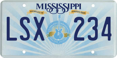 MS license plate LSX234