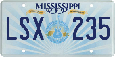 MS license plate LSX235