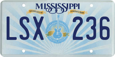 MS license plate LSX236