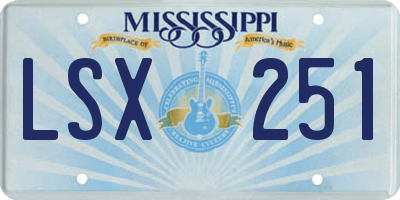 MS license plate LSX251