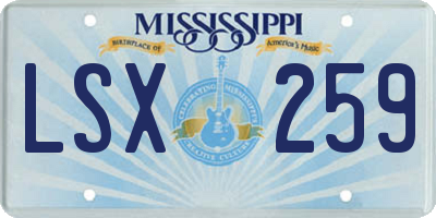 MS license plate LSX259
