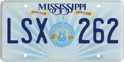 MS license plate LSX262