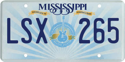 MS license plate LSX265