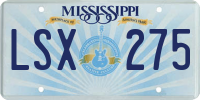 MS license plate LSX275