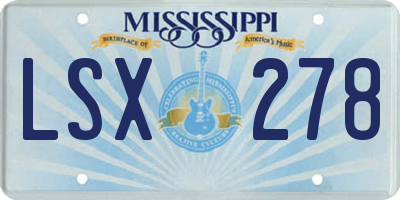 MS license plate LSX278