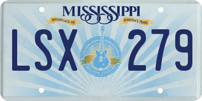 MS license plate LSX279