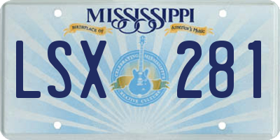 MS license plate LSX281