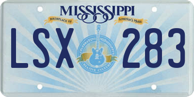 MS license plate LSX283
