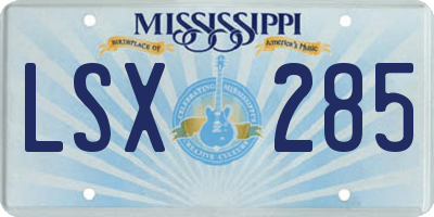 MS license plate LSX285