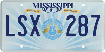 MS license plate LSX287