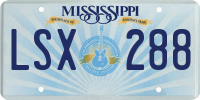 MS license plate LSX288