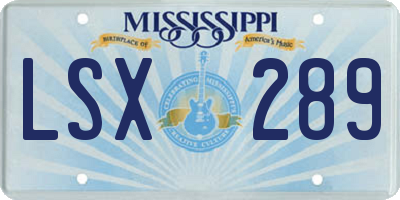 MS license plate LSX289