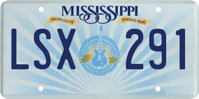 MS license plate LSX291